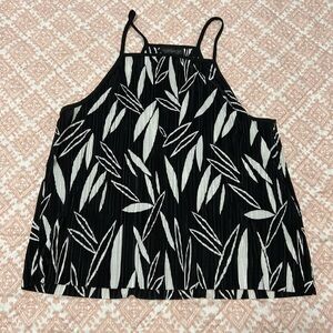 Topshop Top Women’s Size 8 Black and White Leaf Print Tank Beachy Resort